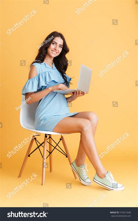 Full Length Portrait Smiling Brunette Woman Stock Photo 519411640 Shutterstock