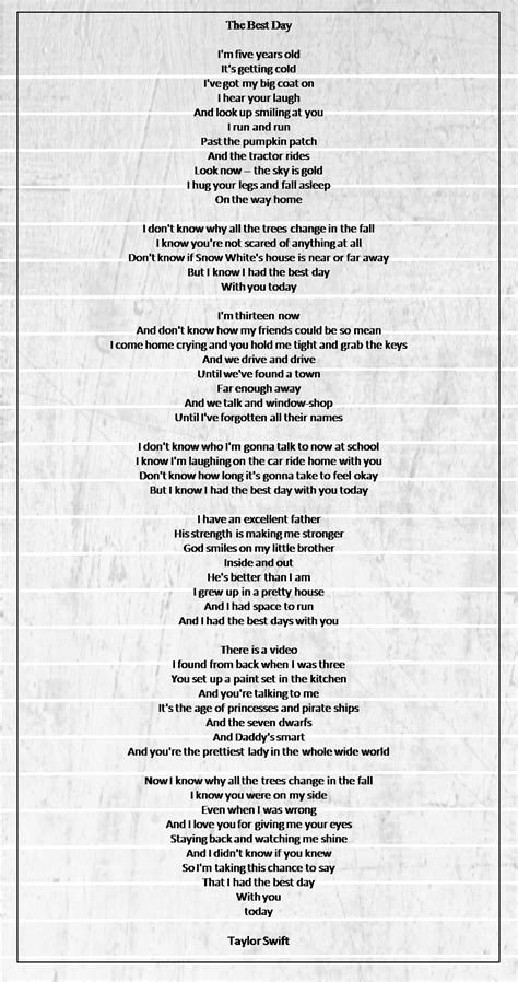 The Best Day Lyrics By Taylor Swift Decoding The Nostalgic Anthem Of Gratitude