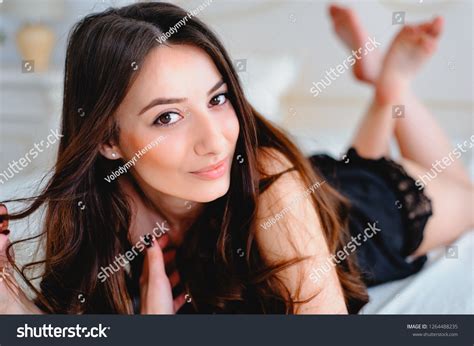 Portrait Charming Sexy Woman Lingerie Lying Stock Photo 1264488235 Shutterstock