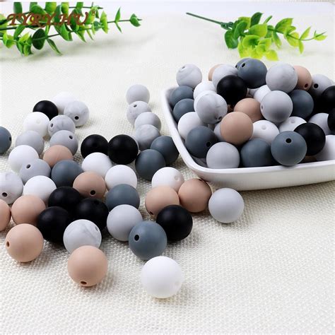 Tyry Hu 30pcs Silicone Beads 9 12 15mm Baby Teether Pacifier Chain