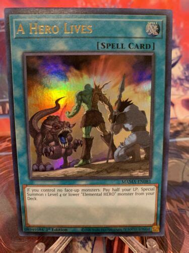 Yugioh X1 A Hero Lives 1st Edition Mama En081 Ultra Rare Nm Ebay