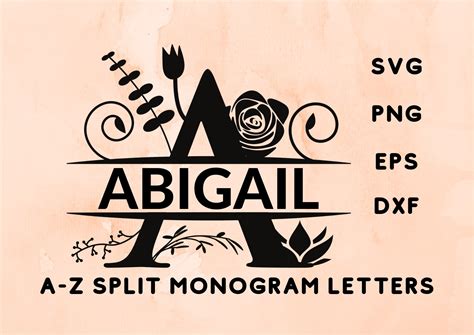 Split Monogram Svg Files for Cricut Floral Monogram Set - Etsy