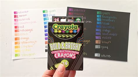 New Crayola Bold And Bright Construction Paper Crayons Swatches And