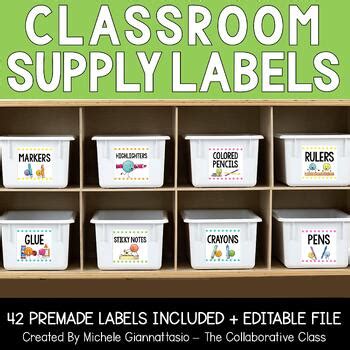 Supply Labels for Classroom Bins | Brights Style by The Collaborative Class