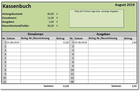 Excel Vorlage Kassenbuch Alle Meine Vorlagen De