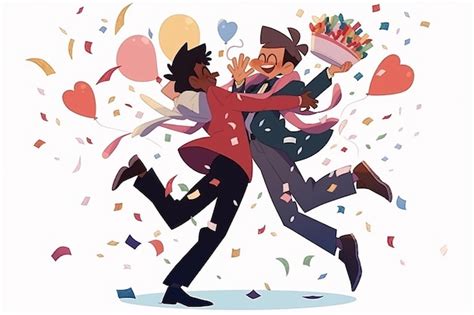 Premium Photo Gay Anime Couple On Abstract Background Illustration Valentine Romantic Background
