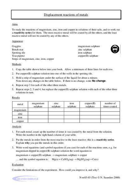 Displacement Worksheet