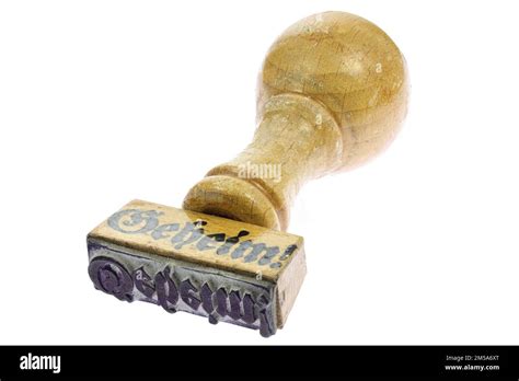 vintage rubber stamp with German word “Geheim!” (confidential Stock ...