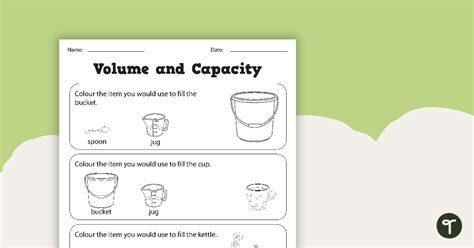 Volume And Capacity Colouring Worksheets Teach Starter Worksheets Library