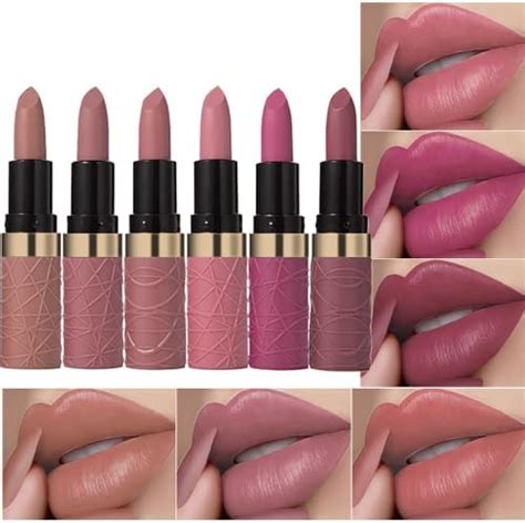 Amazon Pcs Brown Nude Pink Purple Red Lipstick Matte Sets Light