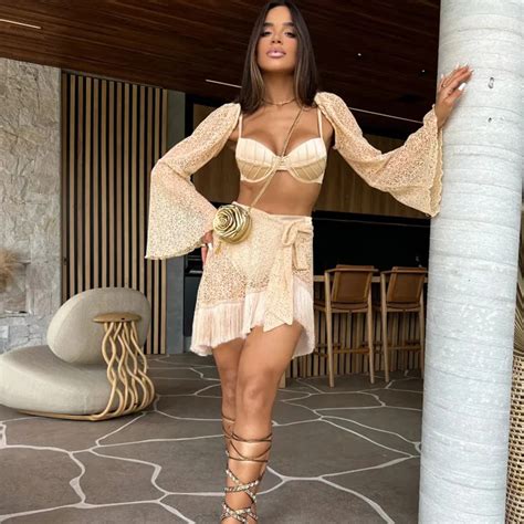 Bikini De Realce Para Mujer Traje De Ba O De Cuatro Piezas Cintura Alta Falda Con