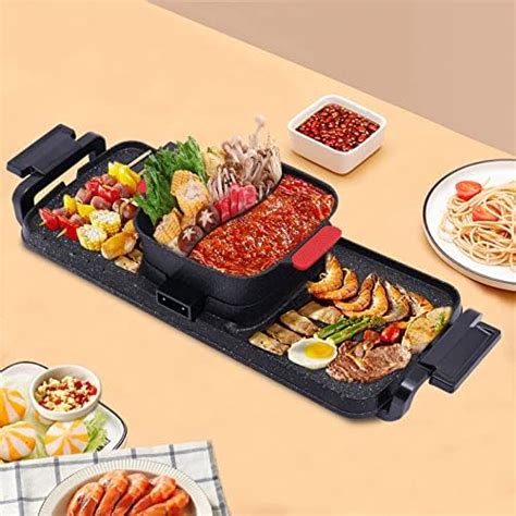 Amazon Barbecue Hot Pot 2 In 1 2200W Indoor Electric Korean BBQ Hot Pot W Grill With