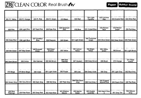 Kuretake Zig Clean Colour Real Brush Markers Colour Chart Top Tip Fill In The Zig