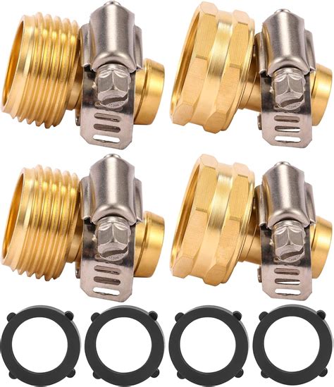 Sanpaint Brass Garden Hose Repair Connector With Clamps