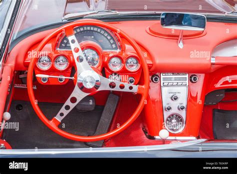 Old Chevrolet corvette with red interior Stock Photo - Alamy