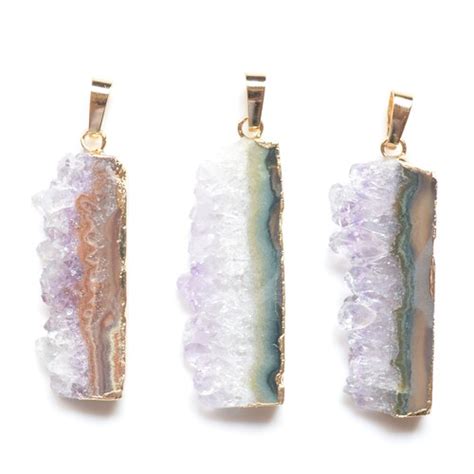 Nature Amethyst Slice Charms Amethyst Druzy Agate Pendant Etsy