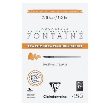 Bloc De 15 Papiers Aquarelle Fontaine Clairefontaine Coton Grain