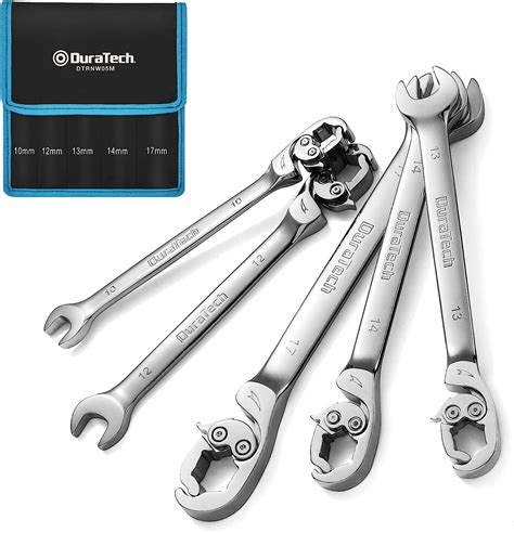 DURATECH Ratcheting Flare Nut Wrench Set Open End Wrench Set Metric