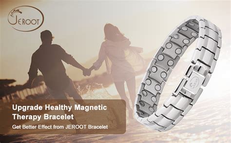 JEROOT Titanium Magnetic Bracelets For Men Silver Magnetic Bracelets