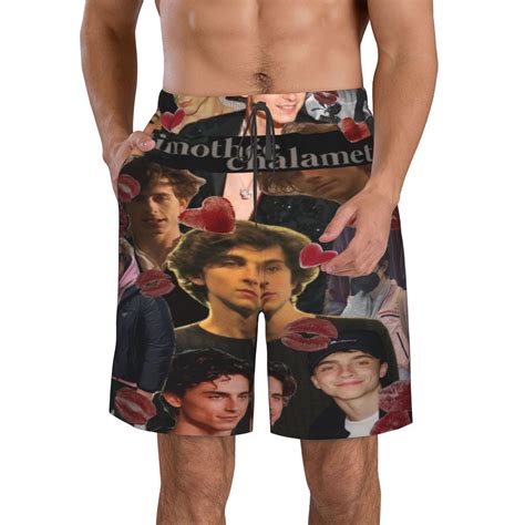 Mens Timothee Chalamet Swim Trunks Quick Dry Bathing Suits Holiday