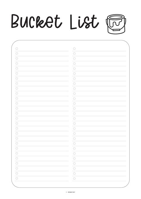 Bucket List Template Printable – mrsneat