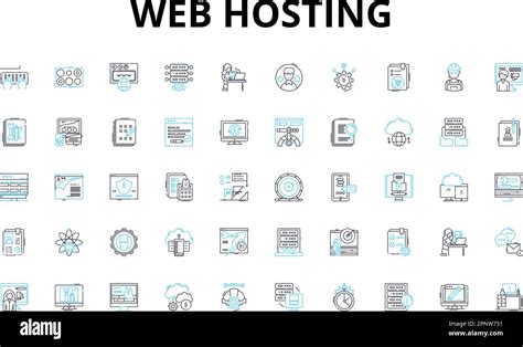 Web Hosting Lineal Conjunto De Iconos Servidor Hosting Dominio