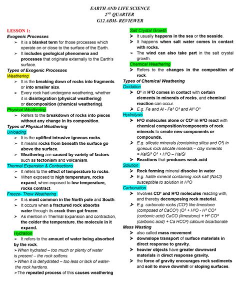 Earth AND LIFE Science Reviewer EARTH AND LIFE SCIENCE 2 ND QUARTER