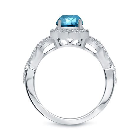 14k Gold 1 38ct Tdw Blue Round Diamond Halo Engagement Ring By Auriya Overstock