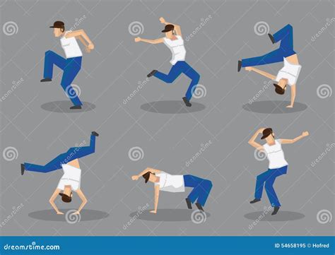 Funky Street Dancers Vector Icon Set Stock Vector Illustration Of