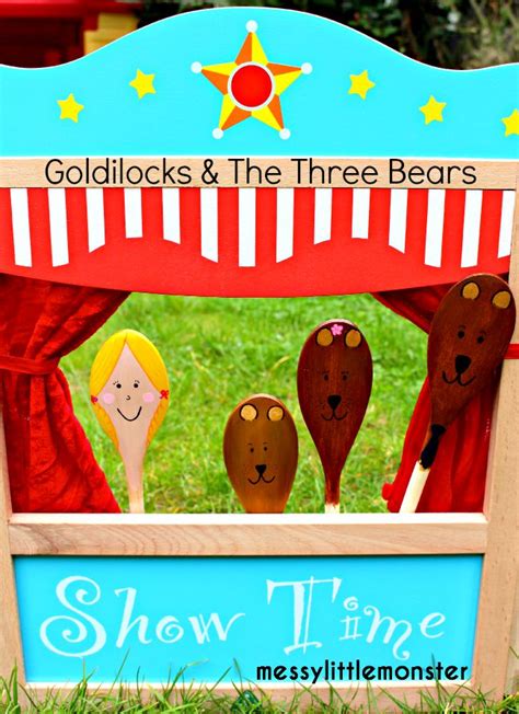 Goldilocks and the Three Bears Spoon Puppets - Messy Little Monster