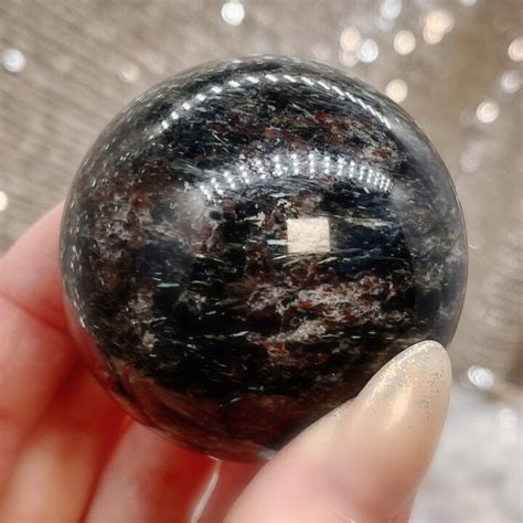 Gemstone Sale: Arfvedsonite with Garnet Sphere - Sage Goddess