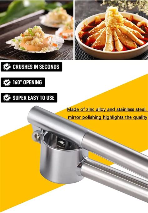 Garlic Press Mincer Stainless Steel Garlic Crusher Peeler Set