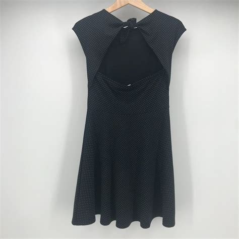 Gap Dress Womens Black White Polka Dot Fit Flare Gem