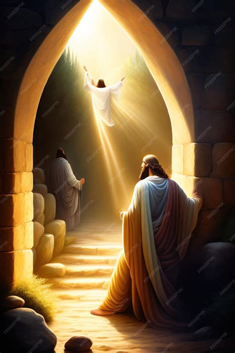 Premium AI Image | Jesus is risen illustration of an empty tomb