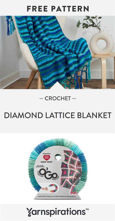 Free Easy Red Heart Diamond Lattice Crochet Blanket Crochet Pattern