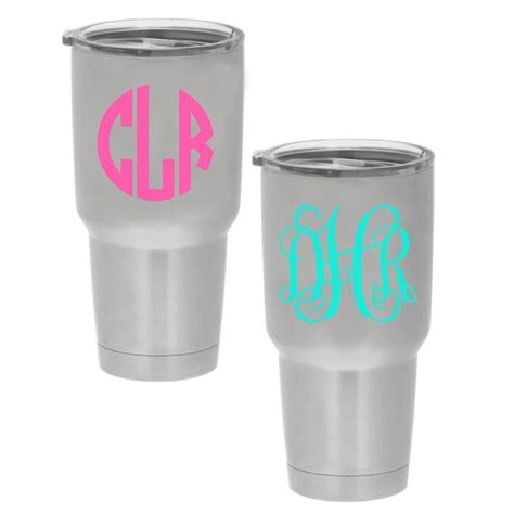 Yeti Cup Monogram Decal Sticker Yeti Tumbler by BrickroomDesigns