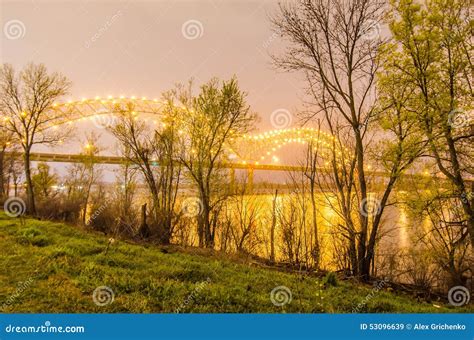 Hernando De Soto Bridge Memphis Tennessee At Night Stock Image