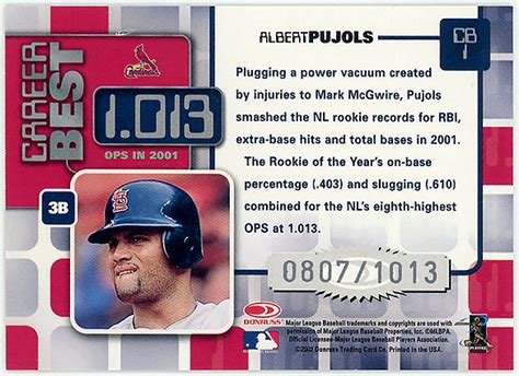 Letaocardinals Albert Pujols Donruss Elite Career Best