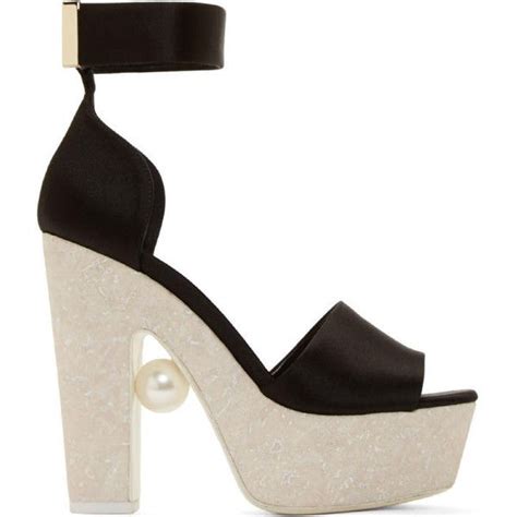 Nicholas Kirkwood Black Satin Pearl Platform Sandals Liked On