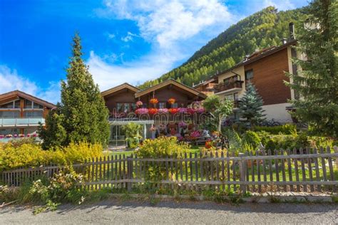 Houses in Zermatt Alpine Village, Switzerland Stock Photo - Image of ...