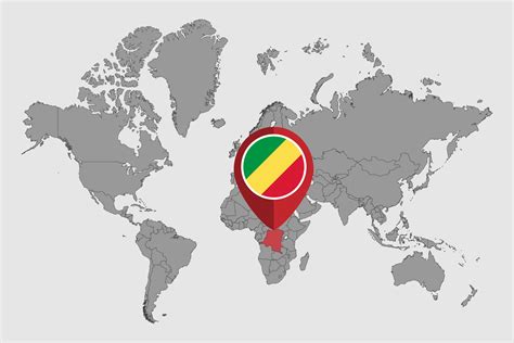 Pin map with Democratic Republic of the Congo flag on world map. Vector ...