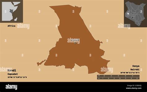 Shape Of Nandi County Of Kenya And Its Capital Distance Scale