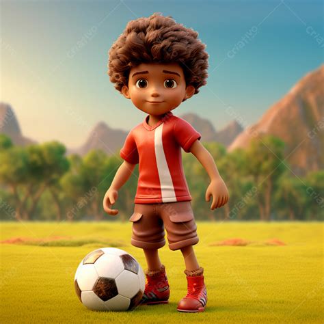 Boy Soccer Player Wearing Soccer Uniform With A 3d Ball 45 Download