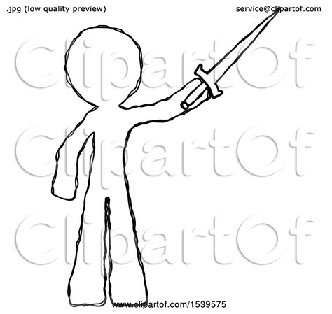 Sketch Design Mascot Man Holding Sword In The Air Victoriously By Leo Blanchette 1539575