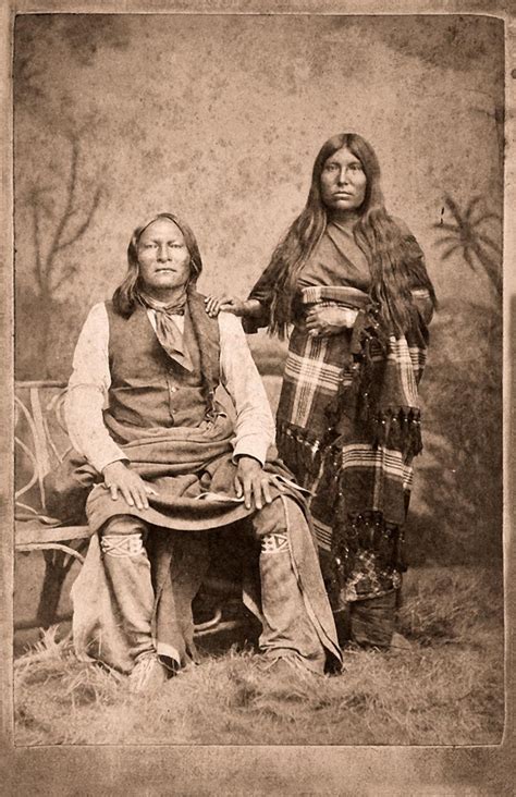 Comanche Kotsoteka Chief Shaking Hand Mow Way And Wife 1872 Native