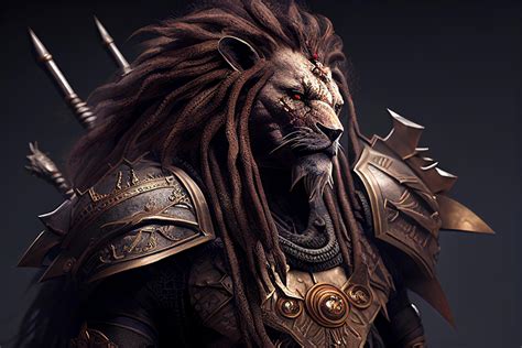 Lion King With Full Armor And Weapon 22334851 Stock Photo At Vecteezy