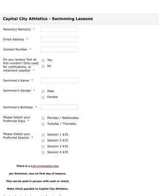 Swim Lessons Registration Form Template | Jotform