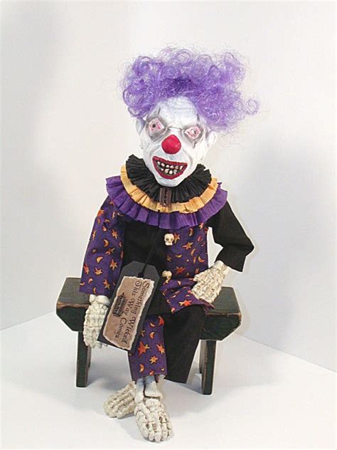 Clown Doll Creepy Clown Doll Scary Clown Purple Amethyst Etsy Scary