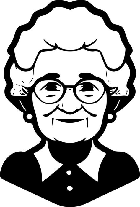 Grandma Black And White Isolated Icon Vector Illustration 23593666