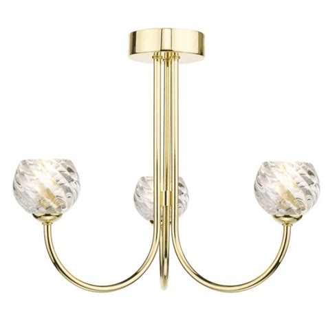 Jared Light Semi Flush Polished Gold With Open Twisted Glass